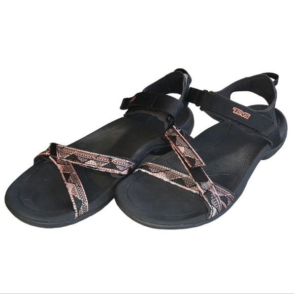 Teva Verra Slides Walking Sandals in Black Salmon - Picture 1 of 10